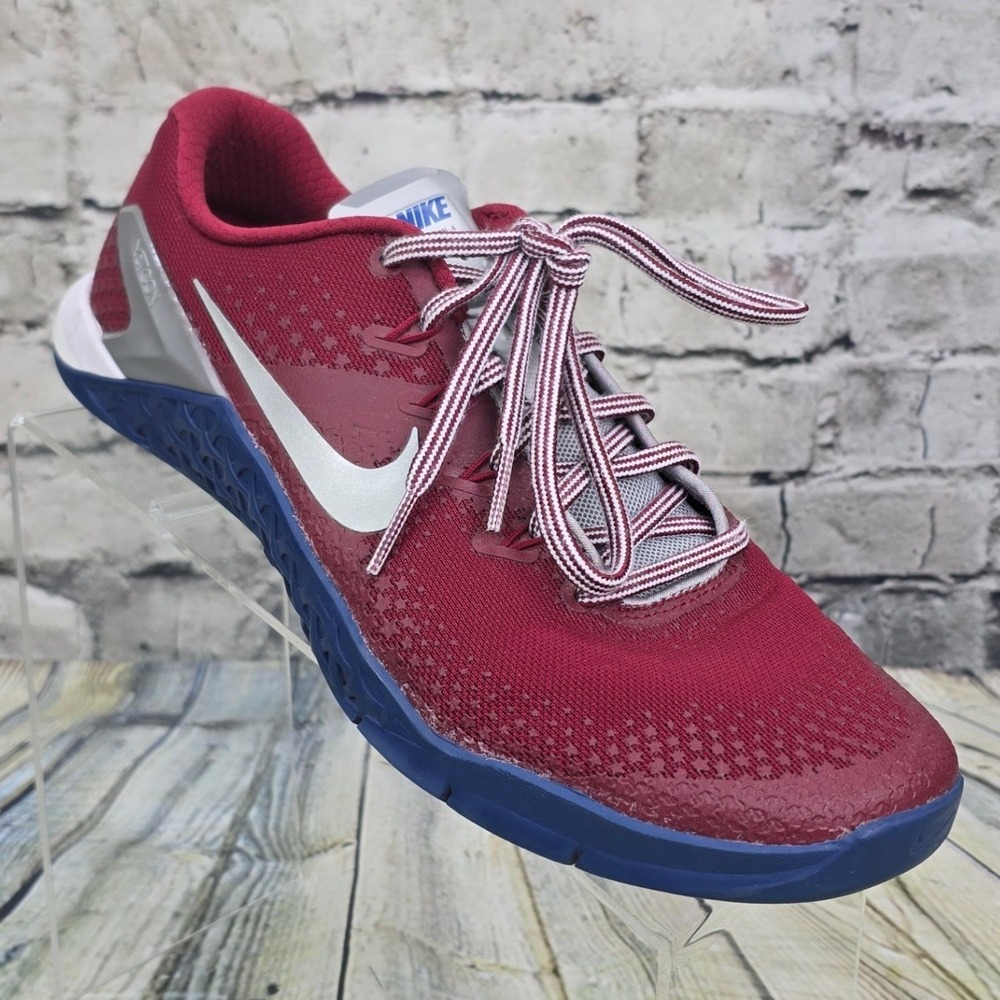 Nike Metcon 4 Training Shoes Womens 10 Burgundy Silver Blue Athletic Crossfit